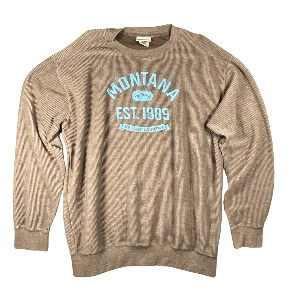 Artisans Montana 1889 Big Sky Country Waffle Knit Pullover Sweatshirt Mens‎ XL